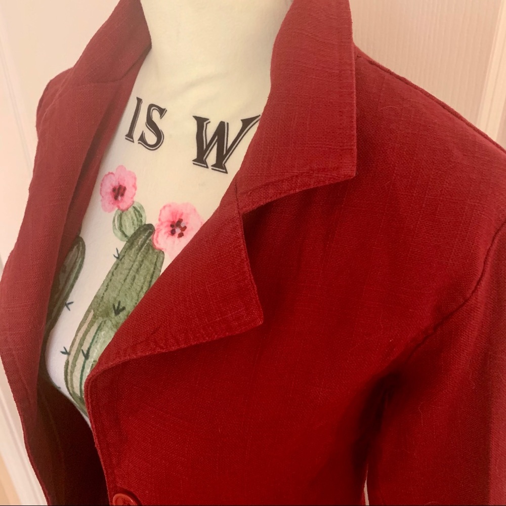 Maroon linen/cotton jacket - Picture 3 of 7